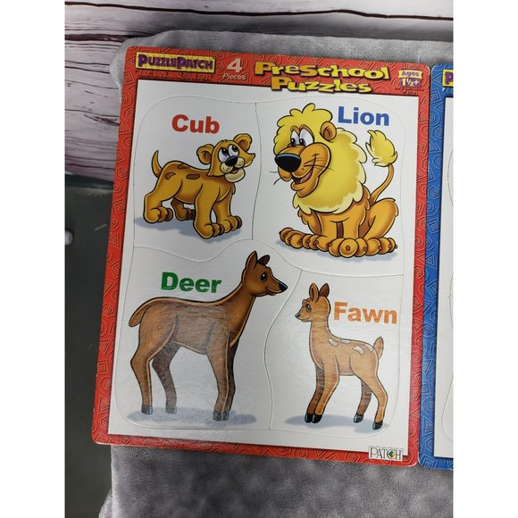 Puzzle Patch 4 piece 3 puzzles ages 1 1/2" preschool big tray puzzle - Picture 5 of 6